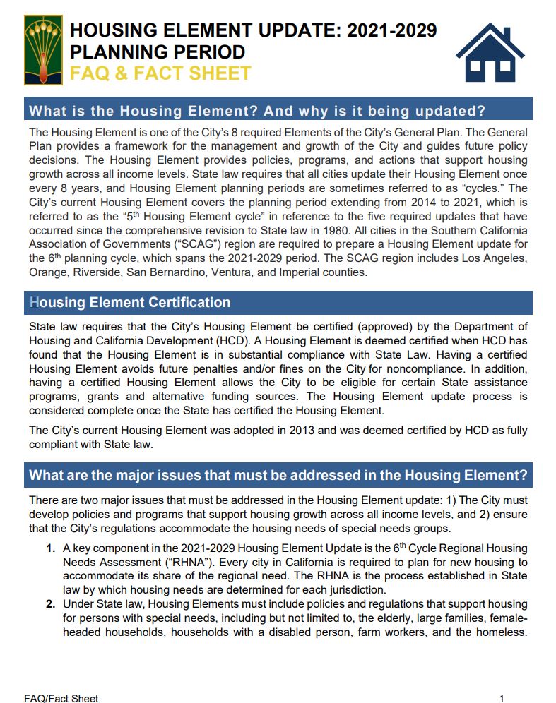 Housing Element FAQ Flyer